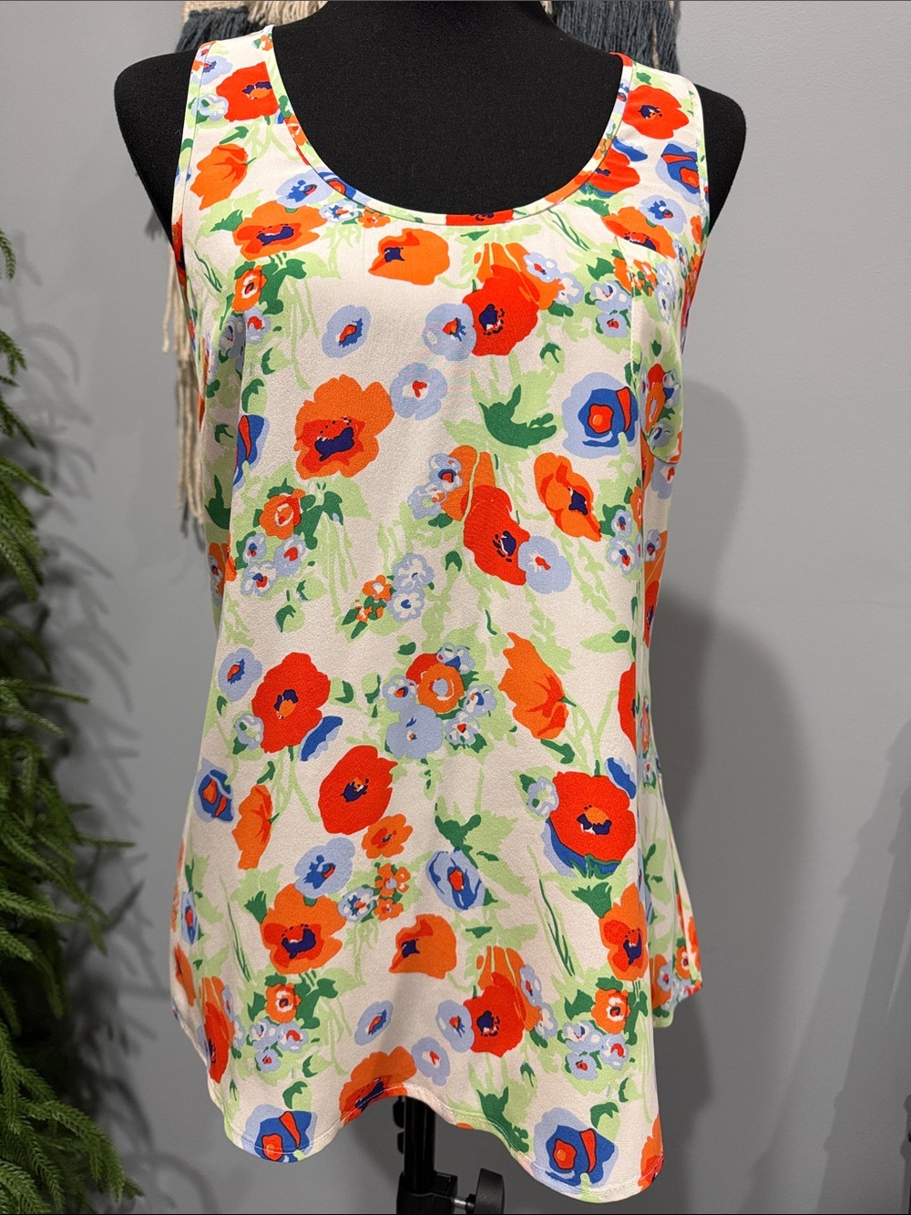 Joie 100% Silk Floral Tank Top Sleeveless Blouse Ivory Multicolor Size S